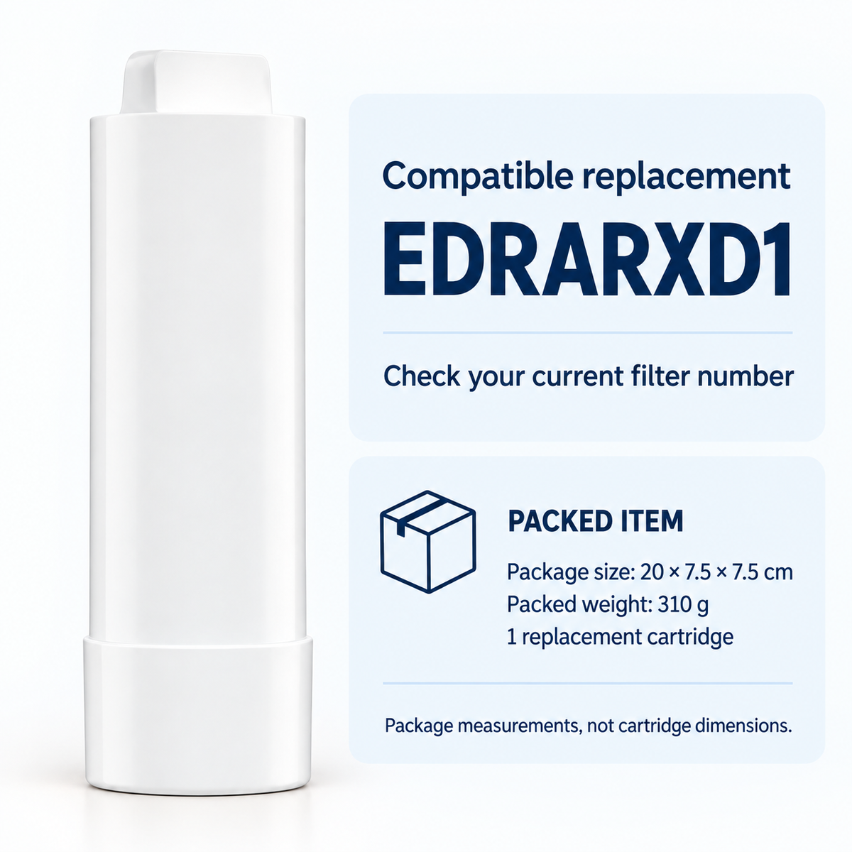 EDRARXD1 compatible cartridge and shipping package measurements